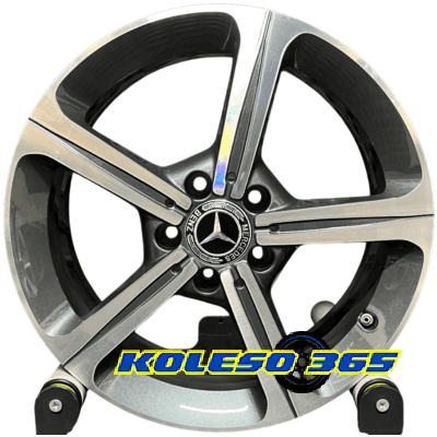 Mercedes OEM A1774011200 6.5x17 5x112 ET44 DIA66.6 Gun metal full polish (Темно-серый с полированным ободом)