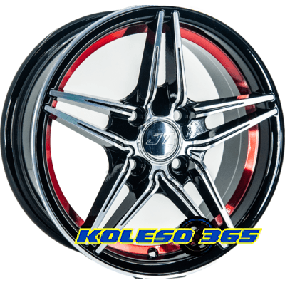 GT QC1281 6x14 4x100 ET35 DIA67.1 Черный с полированной лицевой частью и красной полкой