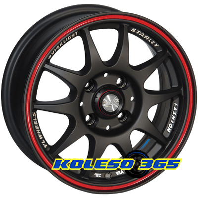 Zorat Wheels 346 5.5x13 4x98 ET20 DIA58.6 Черный с красной полосой по ободу